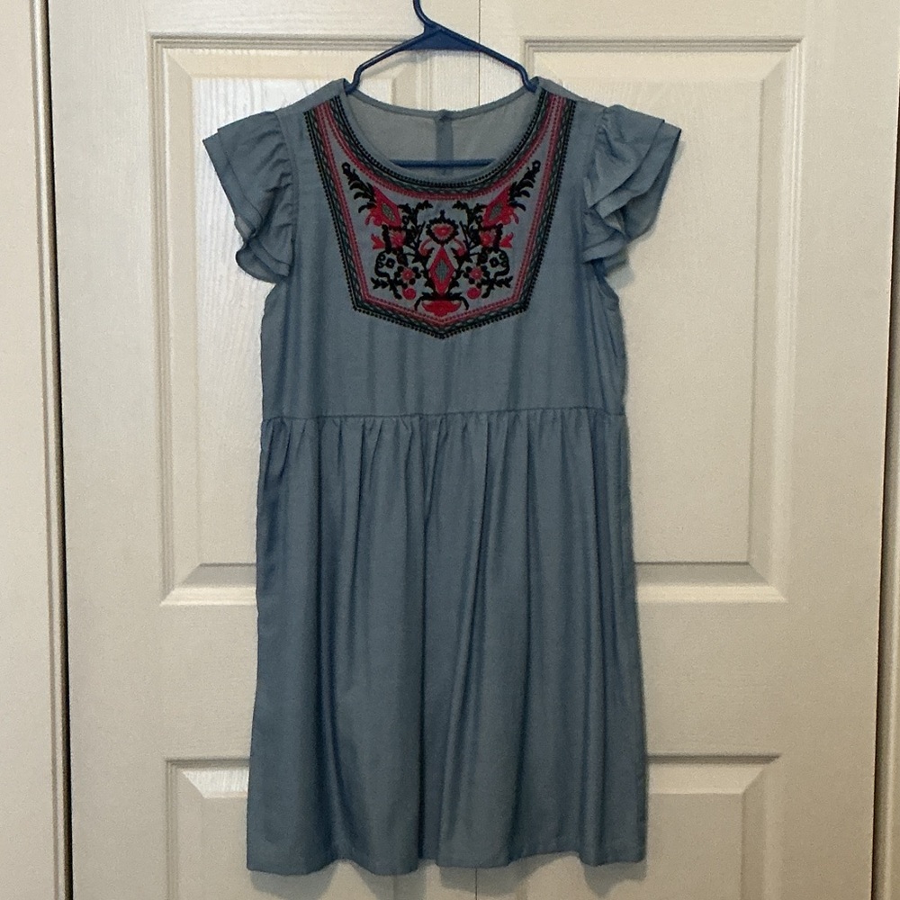 Blue Embroidered Ladies Dress size small